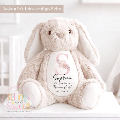 Personalised Flower Girl Bunny, Flower Girl Gift, Will you be my flower girl Bunny, Personalised Soft Toy, Flower Girl Proposal, Bridesmaid