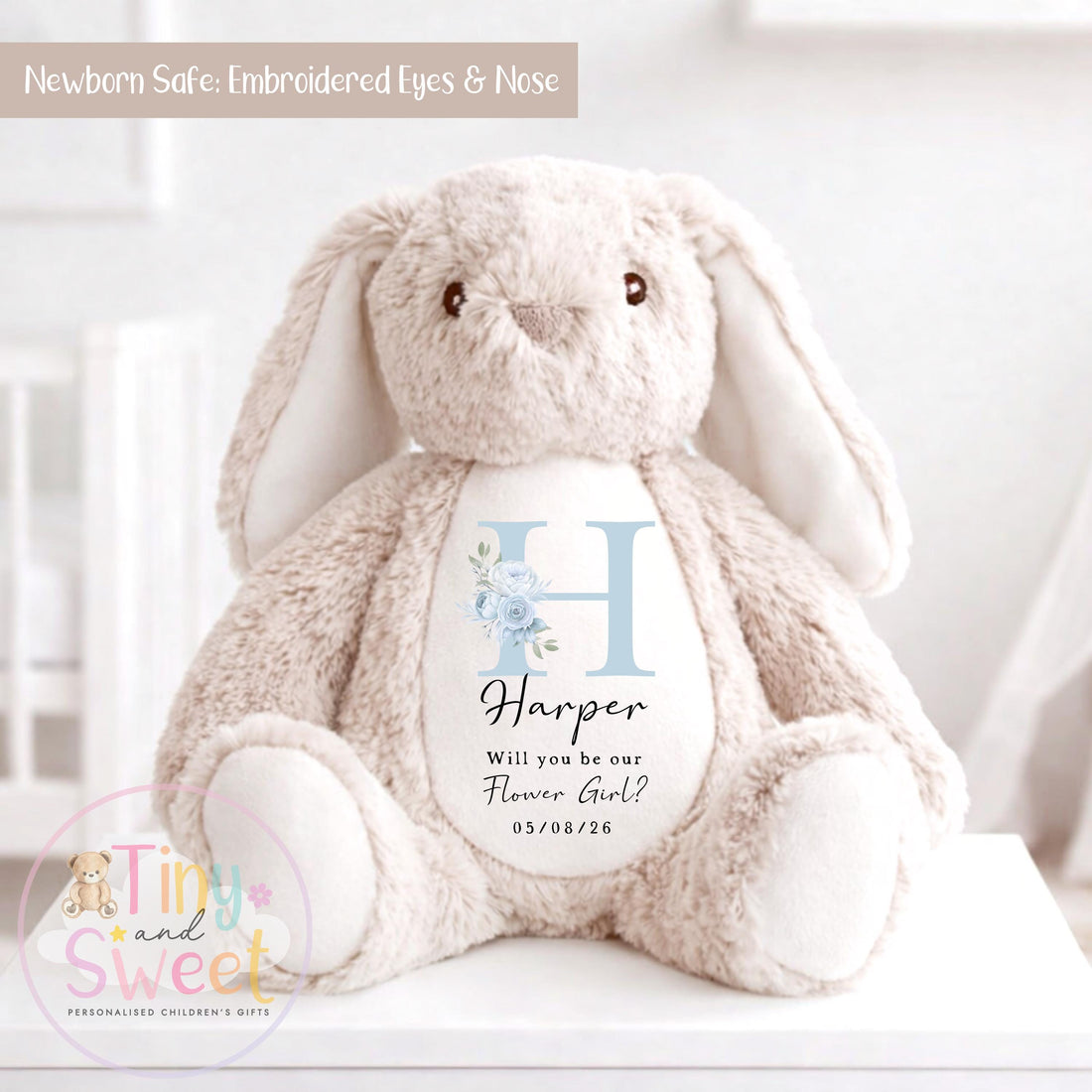 Personalised Flower Girl Bunny, Flower Girl Gift, Will you be my flower girl Bunny, Personalised Soft Toy, Flower Girl Proposal, Bridesmaid