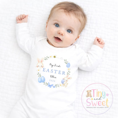 My First Easter Babygrow, Bunny Sleepsuit, New Baby Gift, 1st Easter Outfit, 100% Cotton