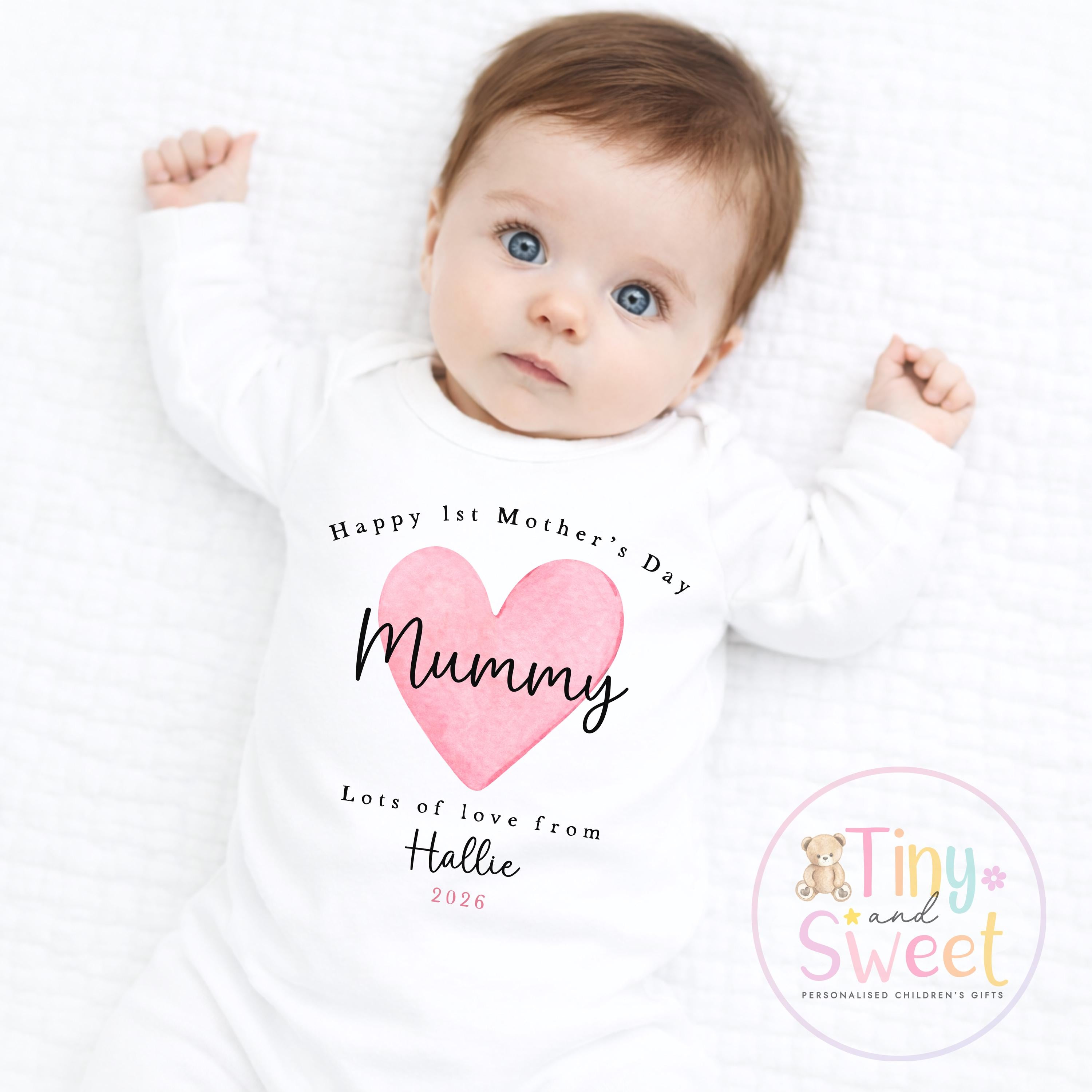 Mothers Day Sleepsuit, 1st Mothers Day as My Mummy, New Mum Gift, Mothers Day, Mum, Sleepsuit Babygrow Bodysuit Mommy Babybgrow