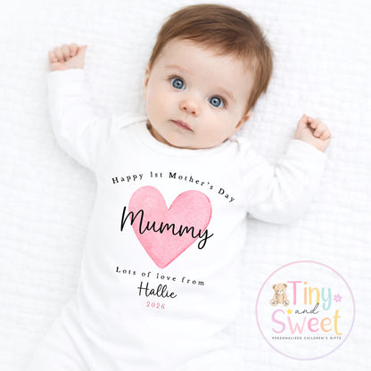 Mothers Day Sleepsuit, 1st Mothers Day as My Mummy, New Mum Gift, Mothers Day, Mum, Sleepsuit Babygrow Bodysuit Mommy Babybgrow