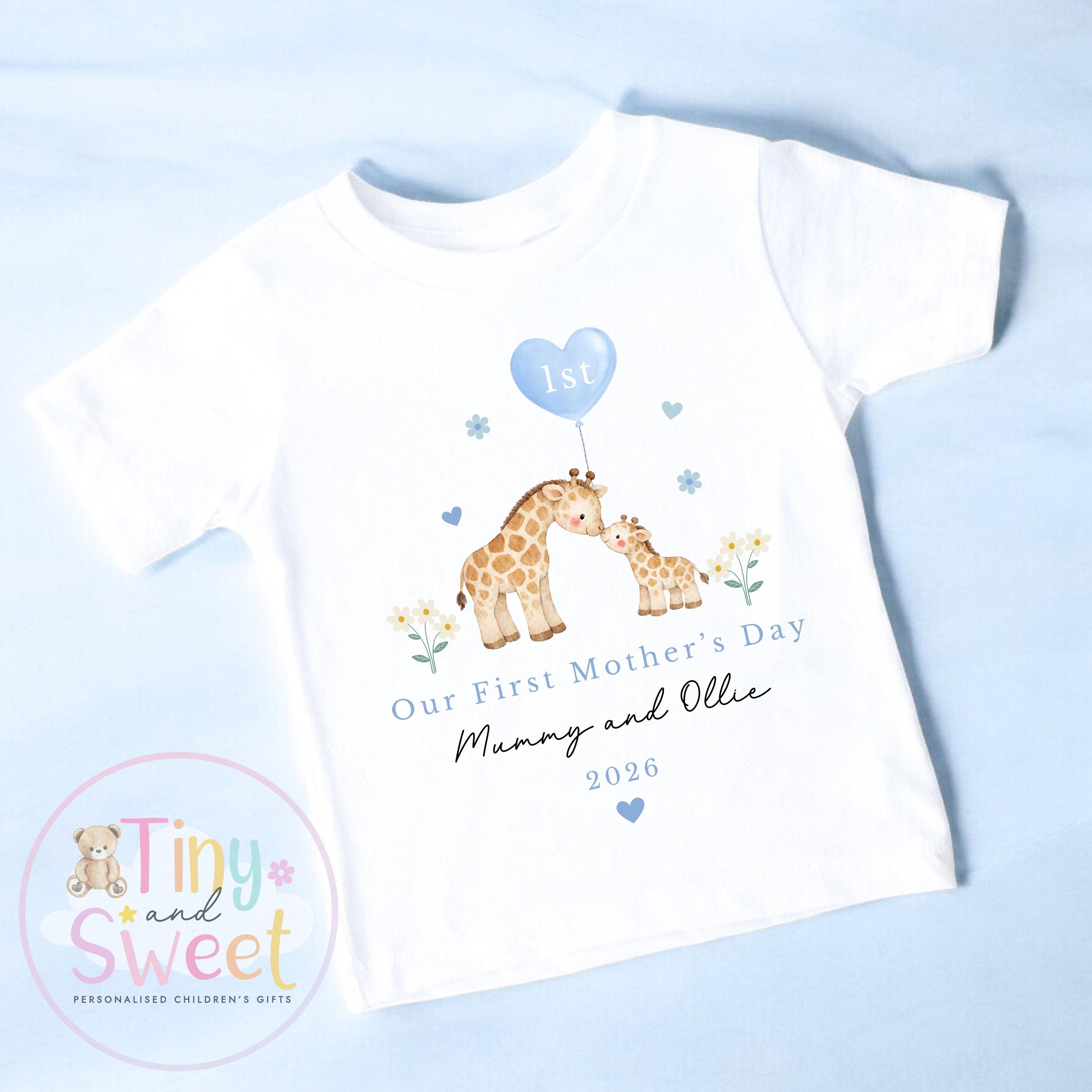 Mothers Day T Shirt, 1st Mothers Day as My Mummy Giraffes, New Mum Gift, Mothers Day, Sleepsuit Babygrow Bodysuit Mommy Babybgrow