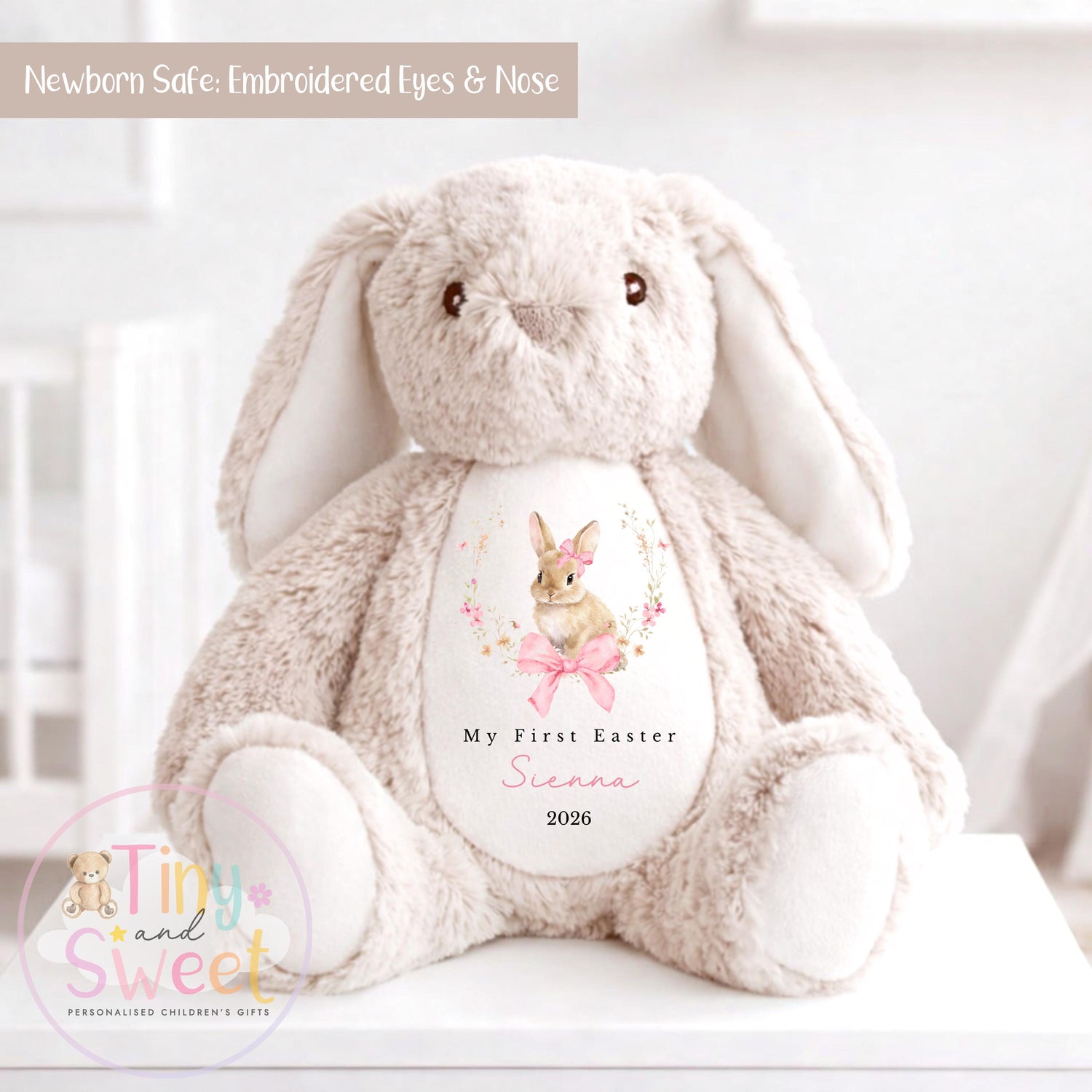 My First Easter Gift, 1st Easter Gift, Easter Bunny Toy, Personalised Easter Bunny, Soft Toy Keepsake, Name Bunny, Grandson Gift