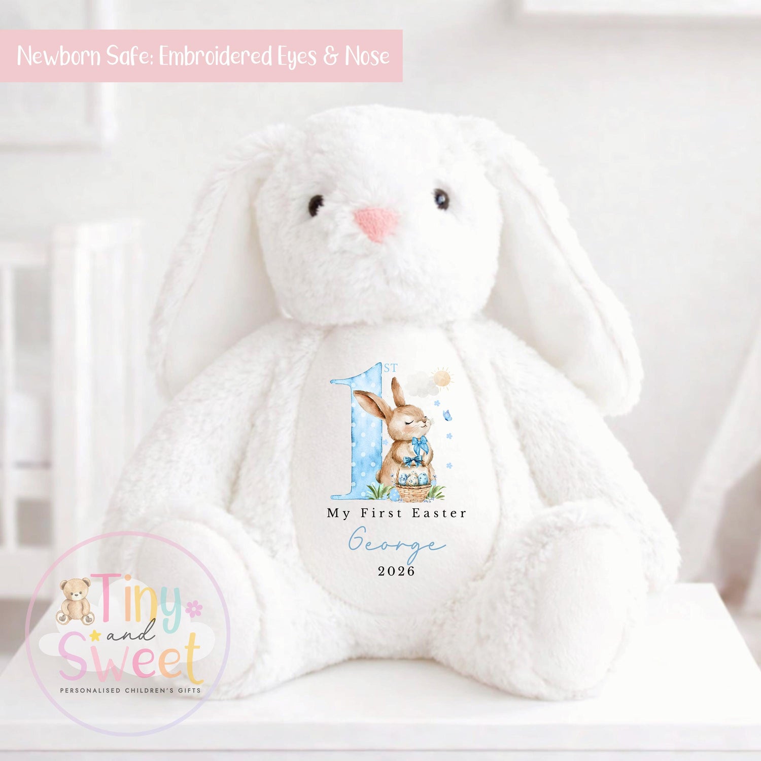 My First Easter Gift, 1st Easter Gift, Easter Bunny Toy, Personalised Easter Bunny, Soft Toy Keepsake, Name Bunny, Grandson Gift