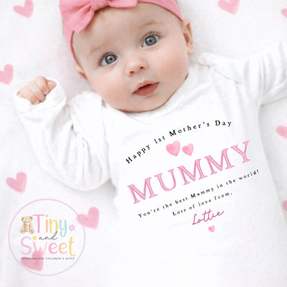 Mothers Day Sleepsuit, Mothers Day Babygrow, 1st Mothers Day as My Mummy, New Mum Gift, Mothers Day, Mum, Sleepsuit Babygrow Bodysuit