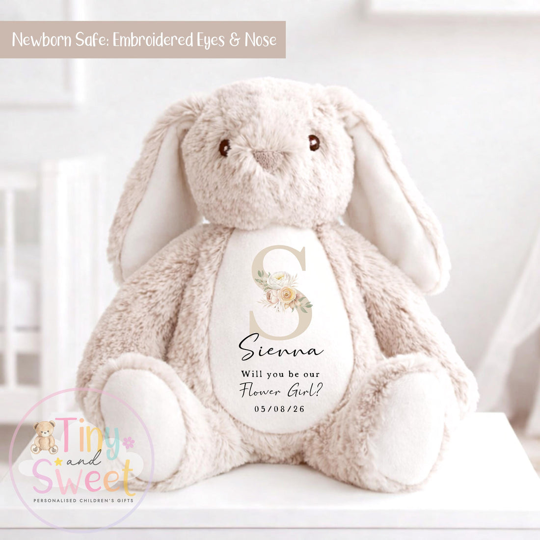 Personalised Flower Girl Bunny, Flower Girl Gift, Will you be my flower girl Bunny, Personalised Soft Toy, Flower Girl Proposal, Bridesmaid