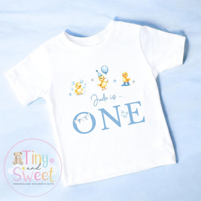 Personalised Blue Duck Birthday T Shirt, Custom Ducks Birthday Sweatshirt, 1st, 2nd, 3rd, 4th