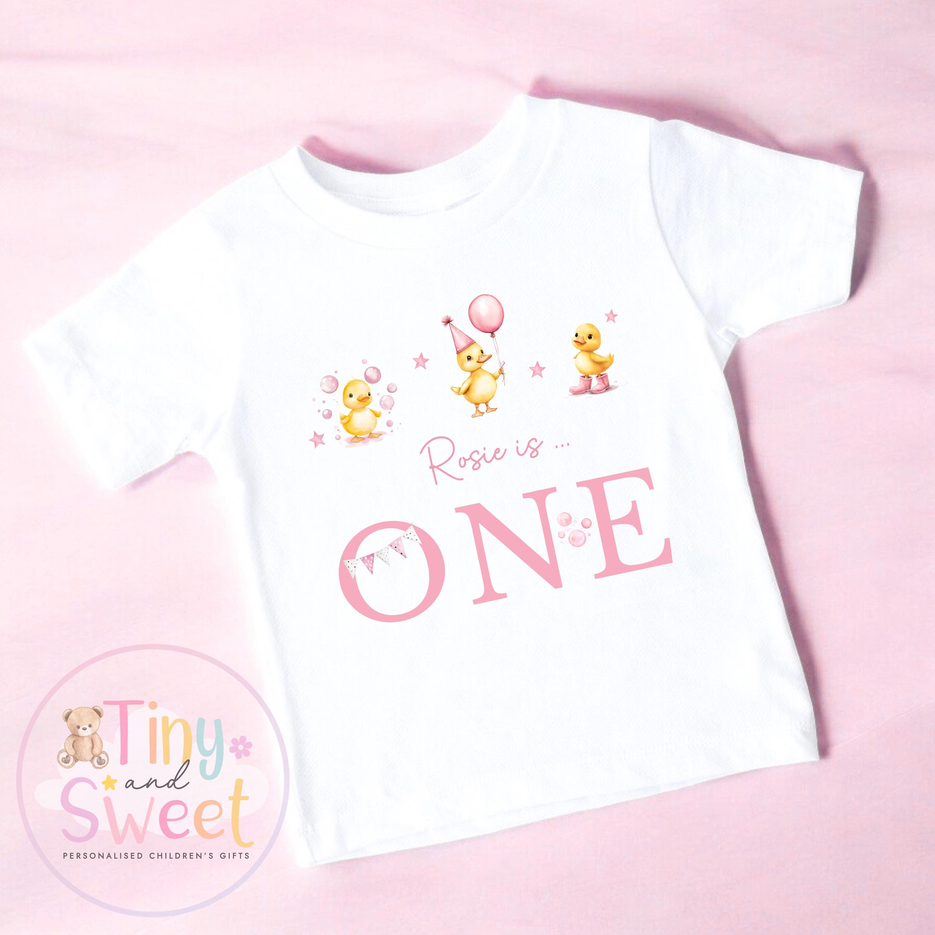 Personalised Pink Duck Birthday Sweatshirt, Custom Ducks Birthday Tee, 1st, 2nd, 3rd, 4th