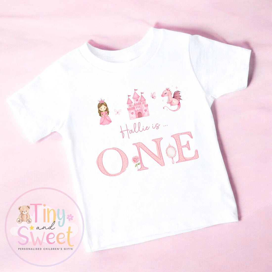 Personalised Pink Princess Birthday Sweatshirt, Custom Fairytale Birthday Tee, 1st, 2nd, 3rd, 4th