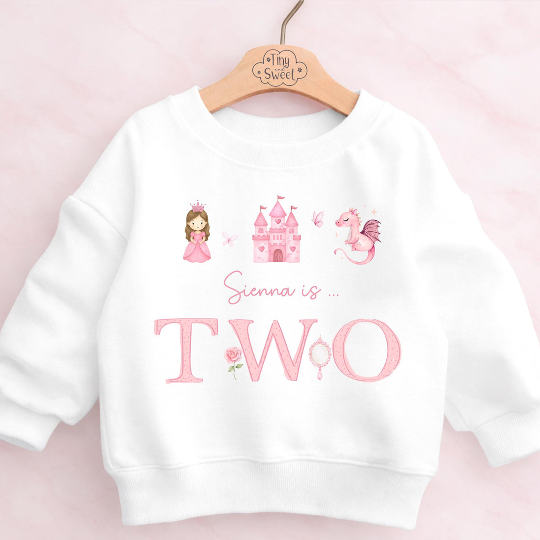 Personalised Pink Princess Birthday Sweatshirt, Custom Fairytale Birthday Tee, 1st, 2nd, 3rd, 4th