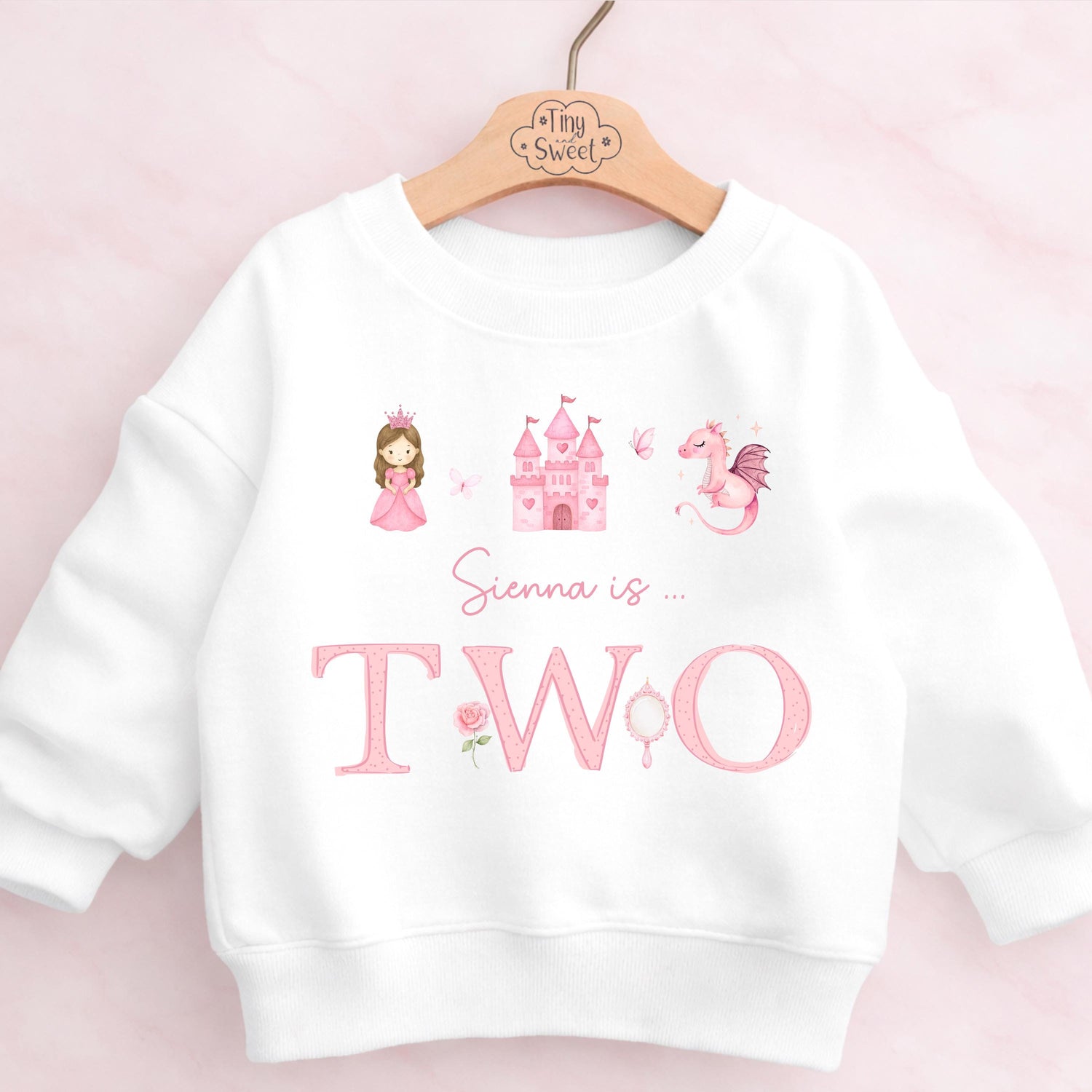 Personalised Pink Princess Birthday Sweatshirt, Custom Fairytale Birthday Tee, 1st, 2nd, 3rd, 4th