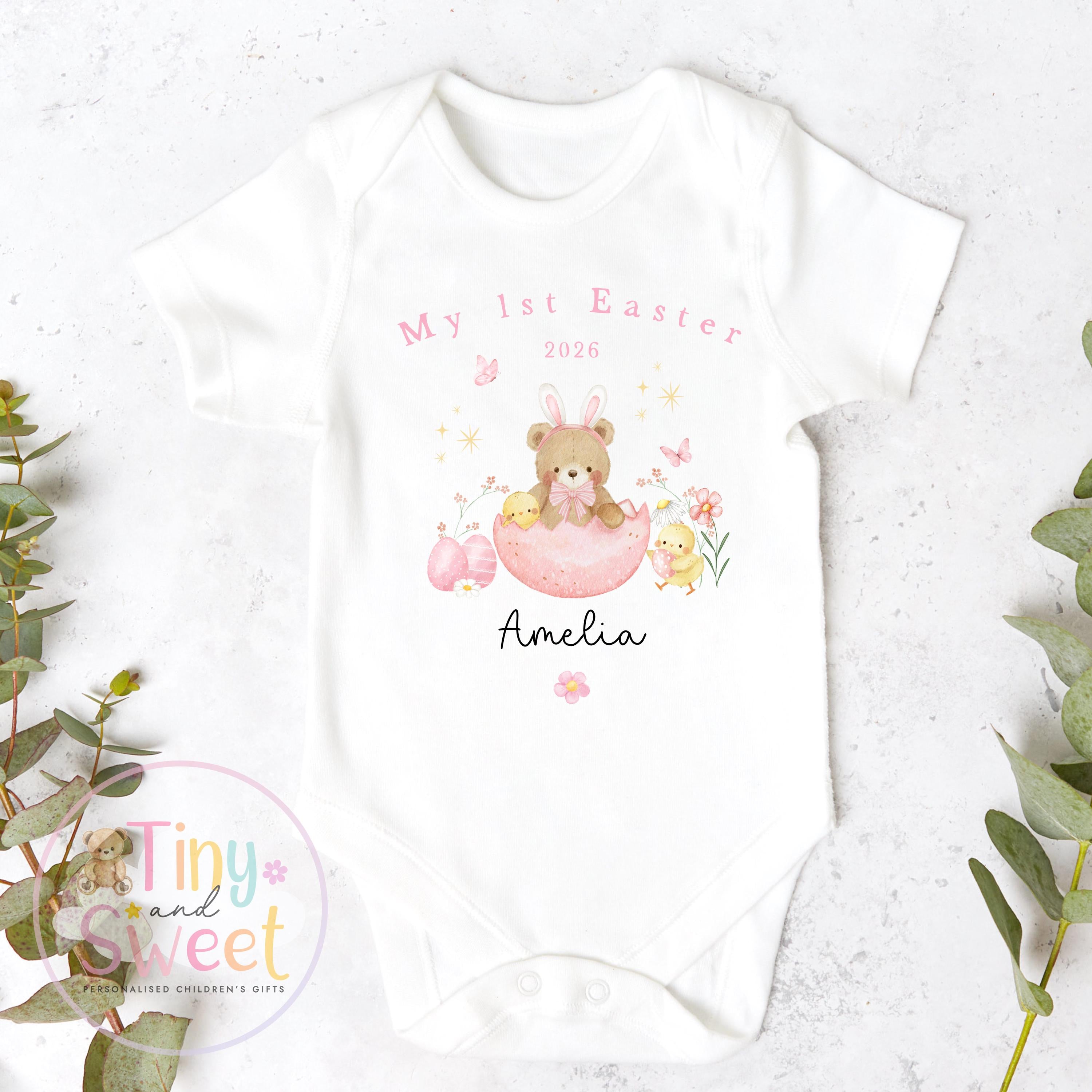 My First Easter Teddy Bear Babygrow/Sleepsuit - 100% Cotton T Shirt/Vest