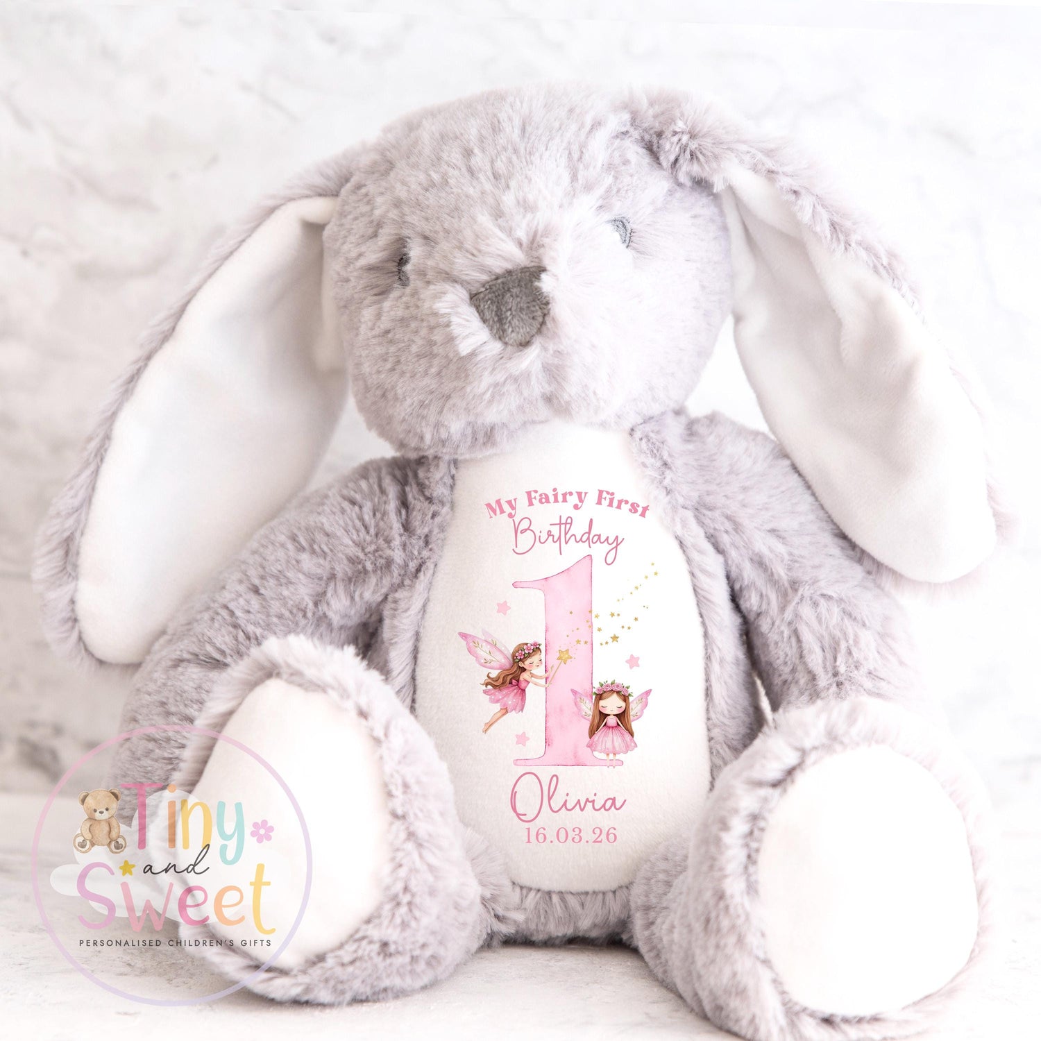 Personalised Fairy First Birthday Bunny, Fairies First Birthday Bunny, Personalised Soft Toy, Fairy 1st, First Birthday Gift for Baby