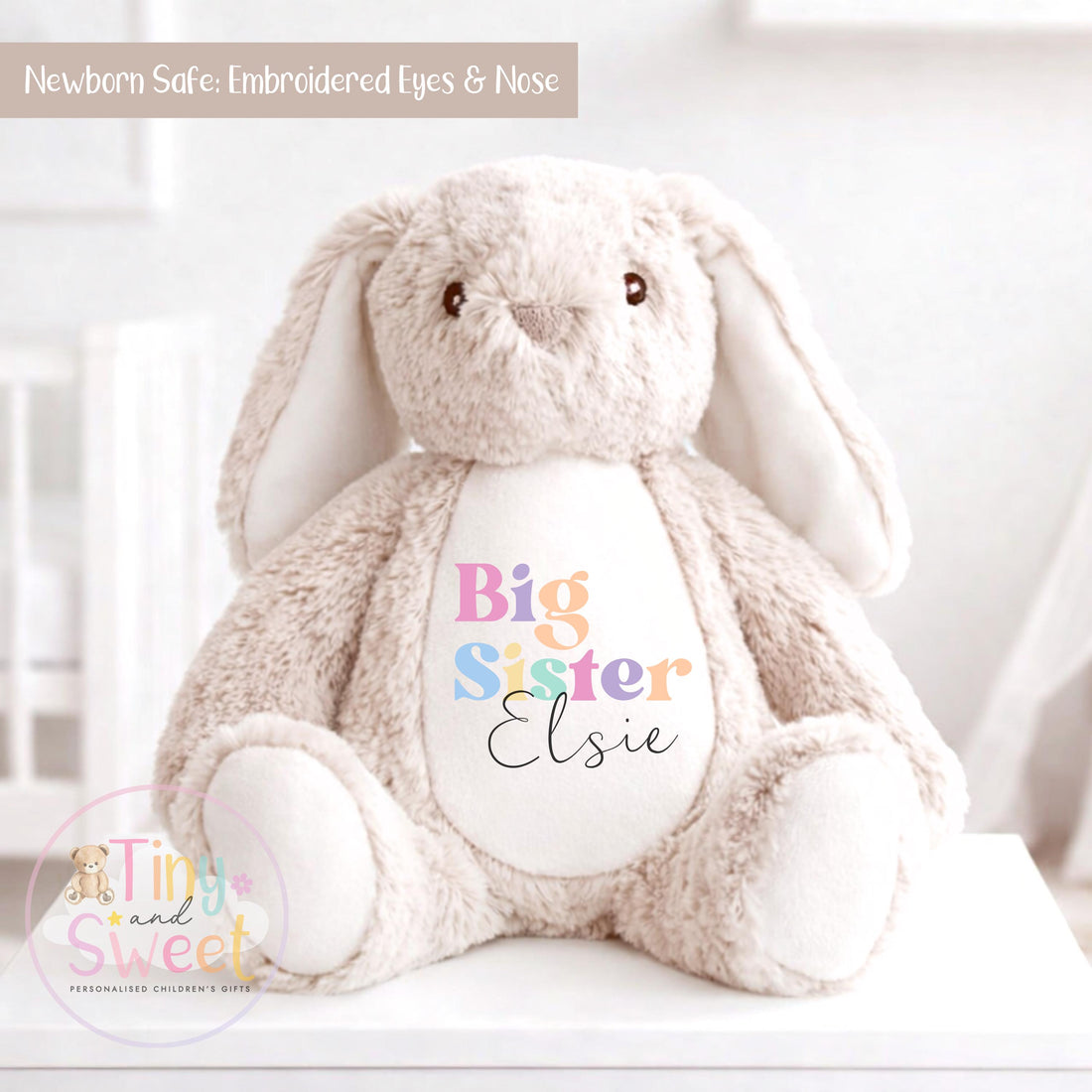 Personalised Big Sister Gift, Big Sister Announcement, New Baby Soft Toy, New baby gift, Newborn Gift, Baby Keepsake, Baby shower gift