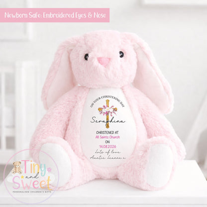 Personalised Christening Bunny Gift, Baptism, Dedication or Holy Communion Gift, Personalised Bunny for Baby’s Special Day