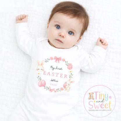 My First Easter Babygrow, Bunny Sleepsuit, New Baby Gift, 1st Easter Outfit, 100% Cotton