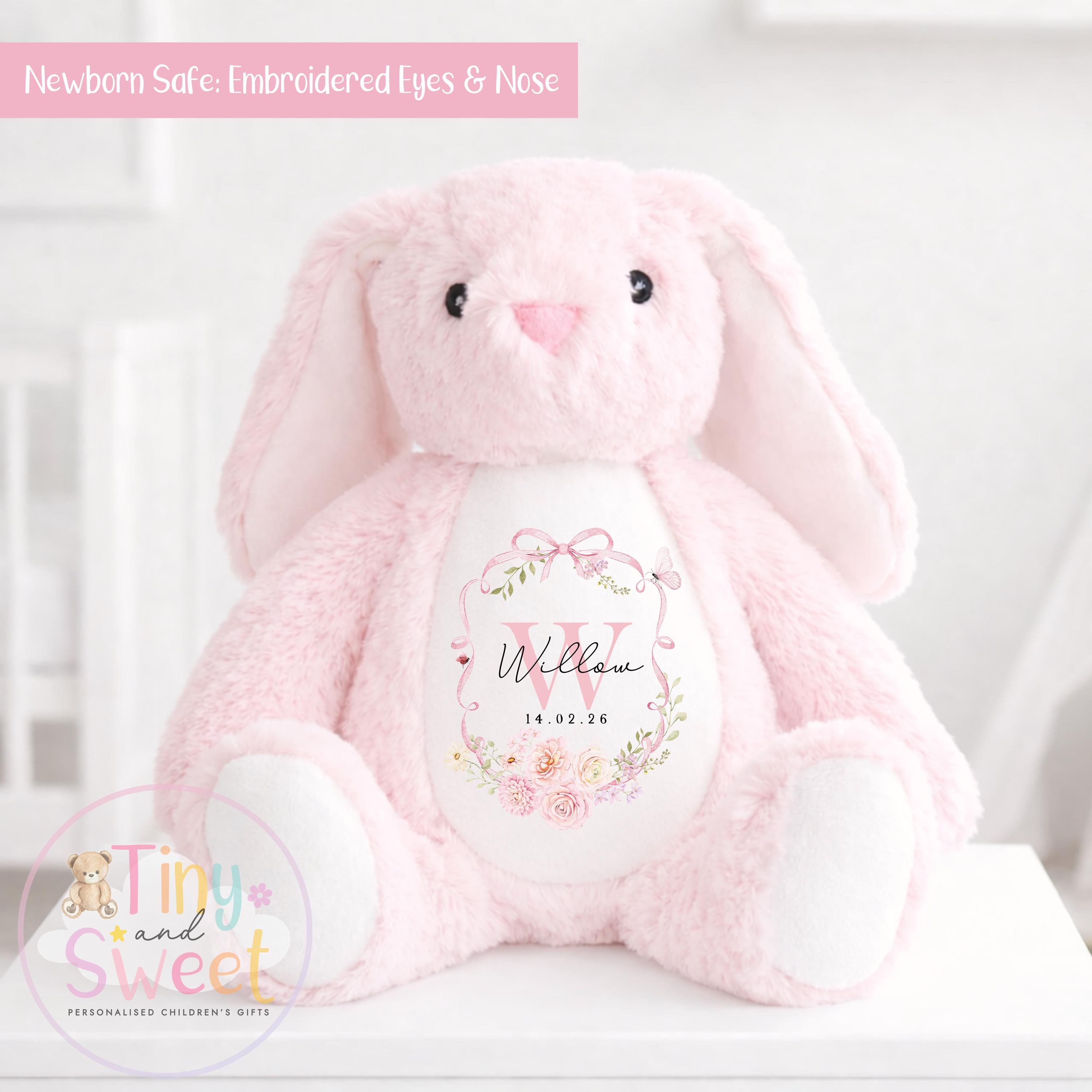 Personalised New Baby soft Toy, New Birth Gift, New baby gift, Newborn Gift, Baby Keepsake, Baby shower gift, Birth stats, Teddy, Bunny