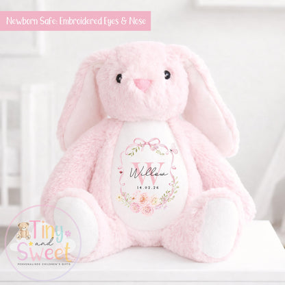 Personalised New Baby soft Toy, New Birth Gift, New baby gift, Newborn Gift, Baby Keepsake, Baby shower gift, Birth stats, Teddy, Bunny