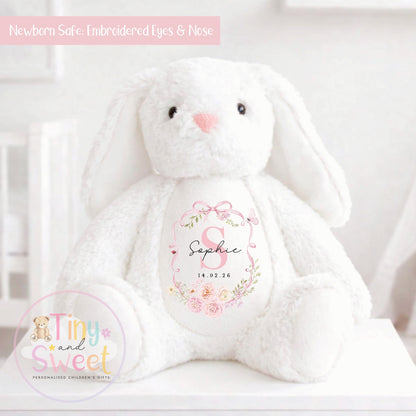 Personalised New Baby soft Toy, New Birth Gift, New baby gift, Newborn Gift, Baby Keepsake, Baby shower gift, Birth stats, Teddy, Bunny