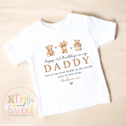 Happy First Birthday As My Daddy Sleepsuit - 1st Birthday As Daddy - Personalised Baby Boy Girl Gift - New Dad Present from Baby