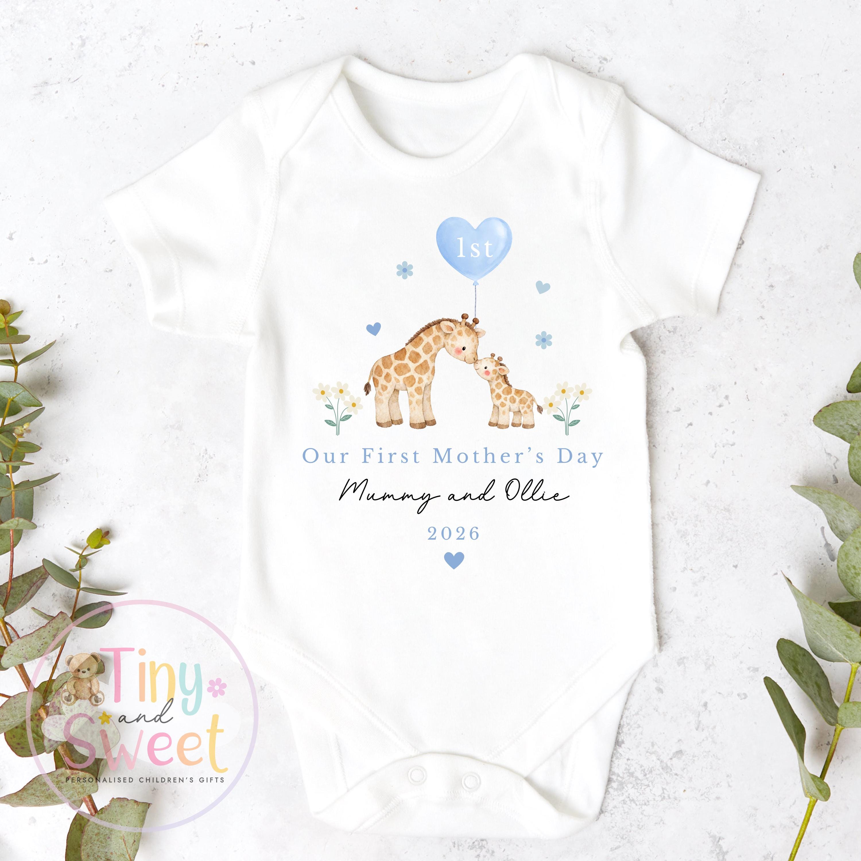 Mothers Day T Shirt, 1st Mothers Day as My Mummy Giraffes, New Mum Gift, Mothers Day, Sleepsuit Babygrow Bodysuit Mommy Babybgrow