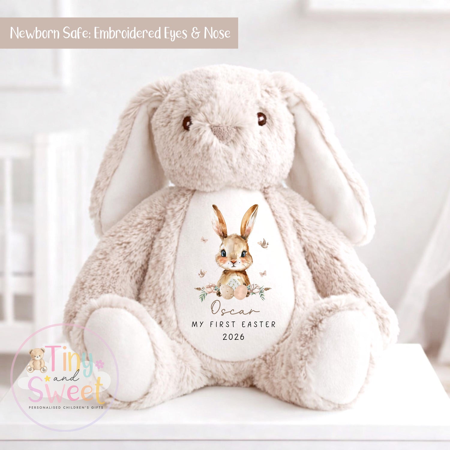 My First Easter Gift, 1st Easter Gift, Easter Bunny Toy, Personalised Easter Bunny, Soft Toy Keepsake, Name Bunny, Grandson Gift