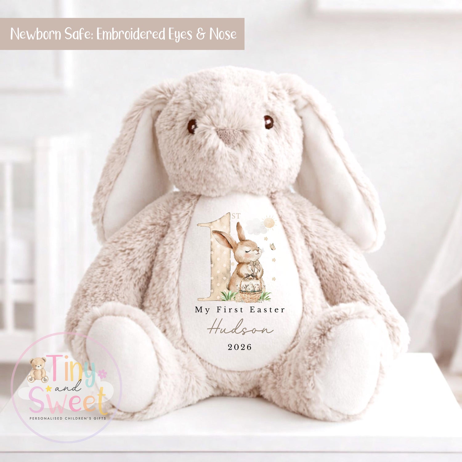 My First Easter Gift, 1st Easter Gift, Easter Bunny Toy, Personalised Easter Bunny, Soft Toy Keepsake, Name Bunny, Grandson Gift