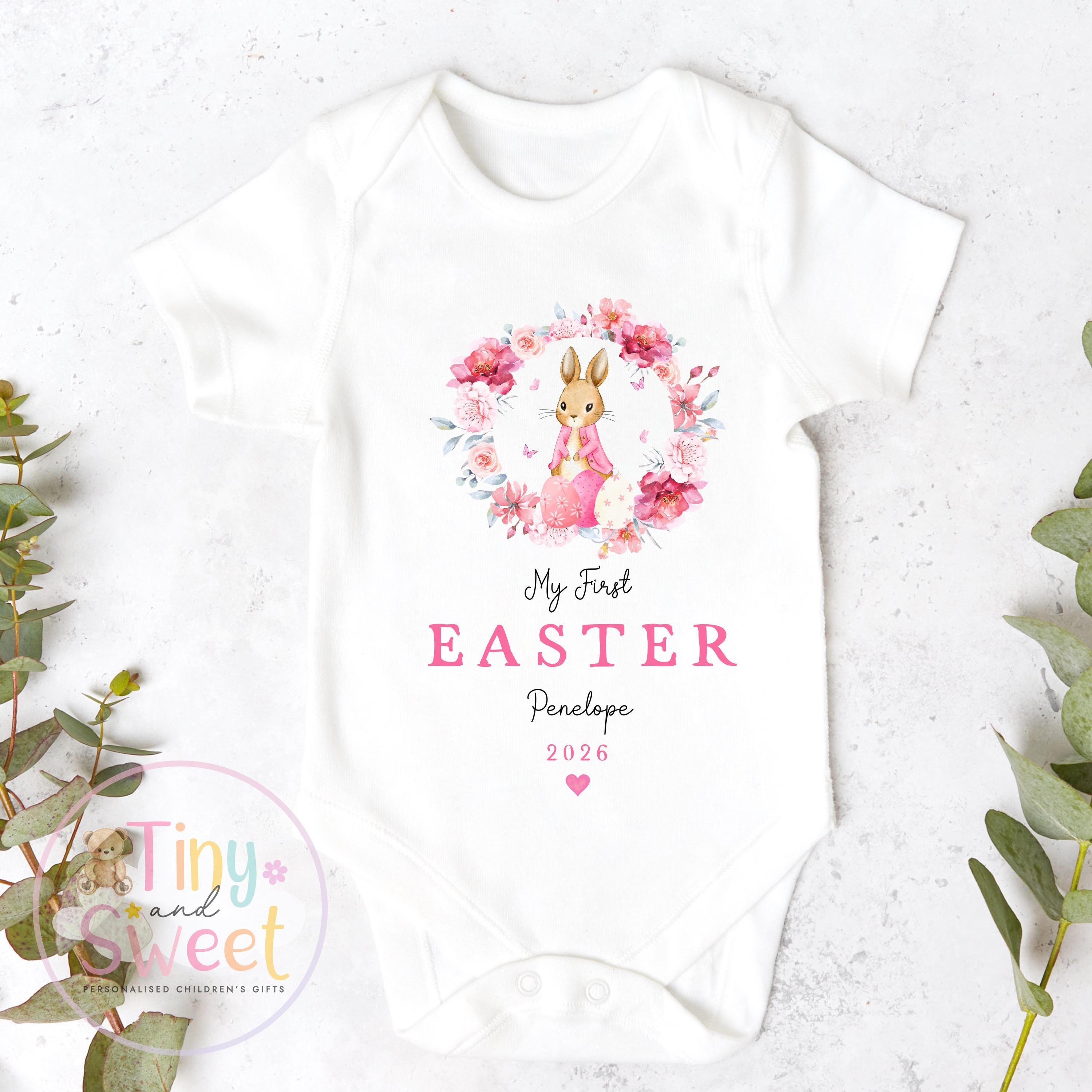 Easter T Shirt, Personalised Easter Sleepsuit, Baby Girl, My 1st Easter, My First Easter, Babies first Easter sleepsuit, Easter baby outfit