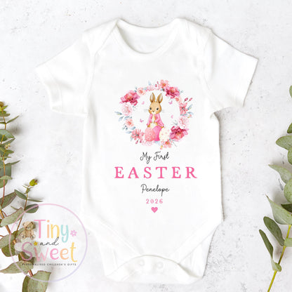 Easter T Shirt, Personalised Easter Sleepsuit, Baby Girl, My 1st Easter, My First Easter, Babies first Easter sleepsuit, Easter baby outfit