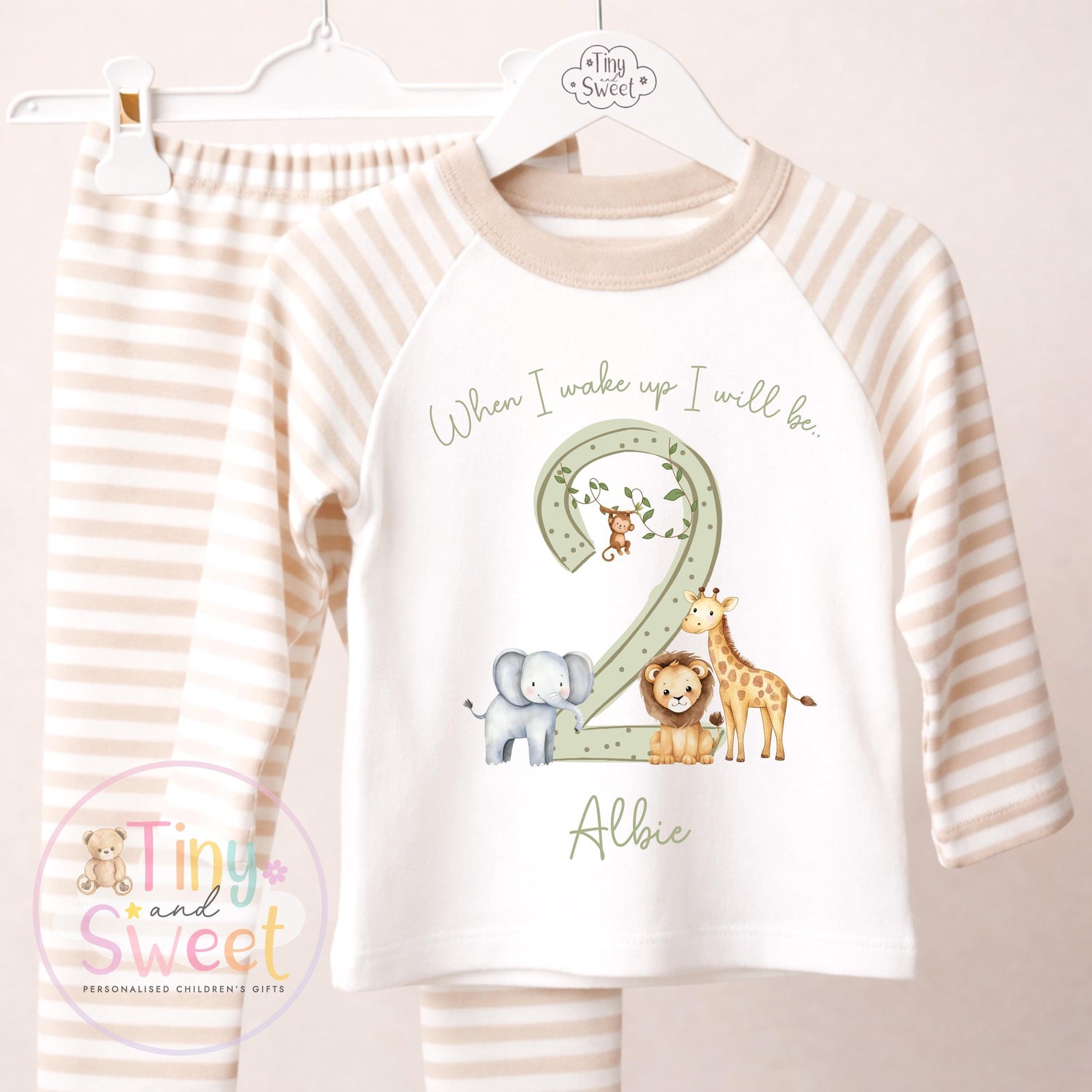 Safari Animals Personalised Birthday Outfit - When I wake up i&