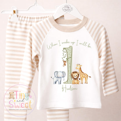 Safari Animals Personalised Birthday Outfit - When I wake up i&