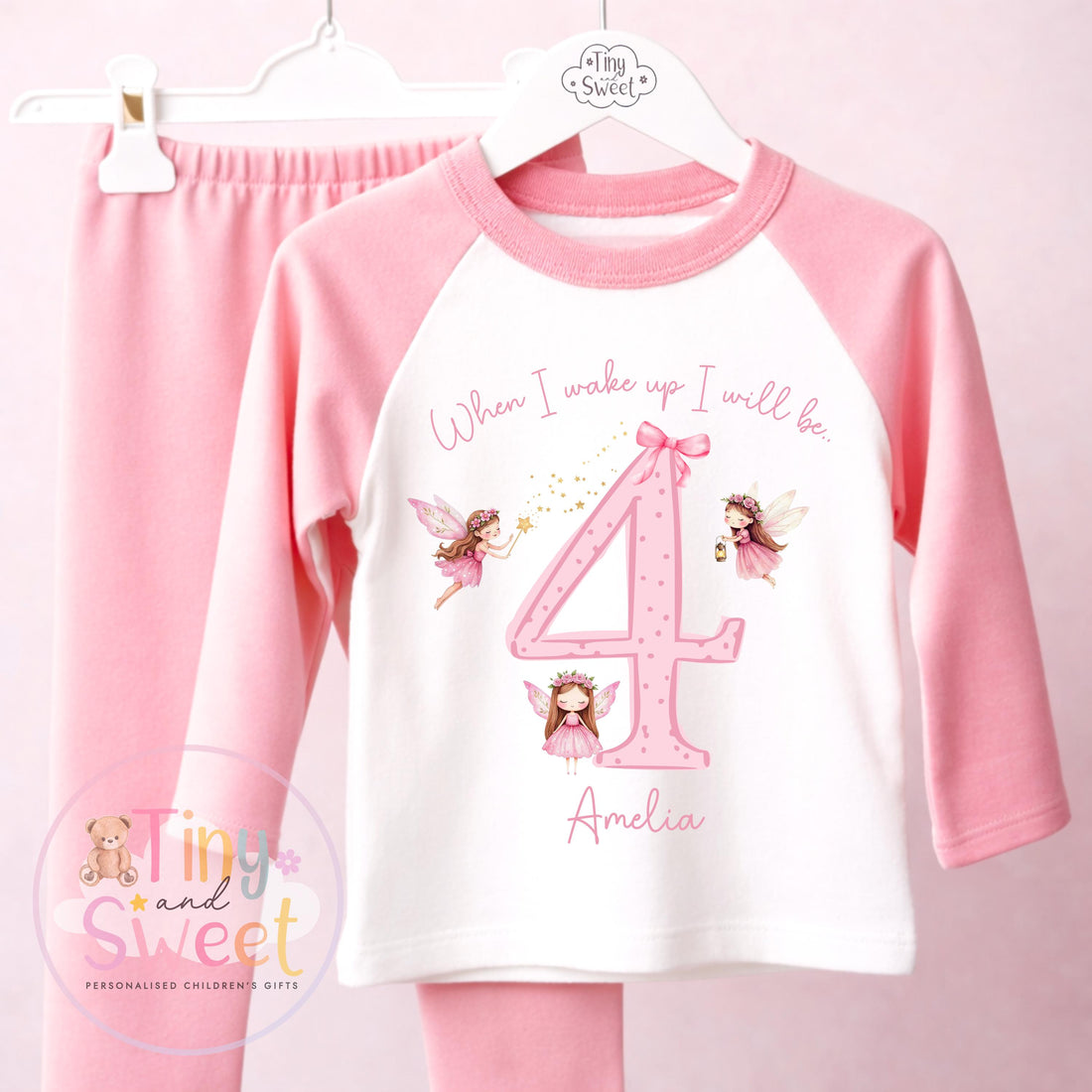 Personalised Pink Fairy Birthday Outfit – Girls ‘When I Wake Up I’ll Be…’ – Toddler Birthday, Pretty Pink Fairies Theme