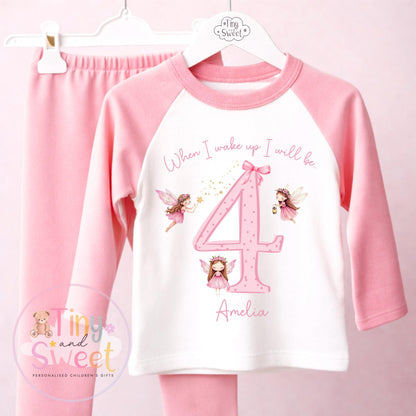 Personalised Pink Fairy Birthday Outfit – Girls ‘When I Wake Up I’ll Be…’ – Toddler Birthday, Pretty Pink Fairies Theme
