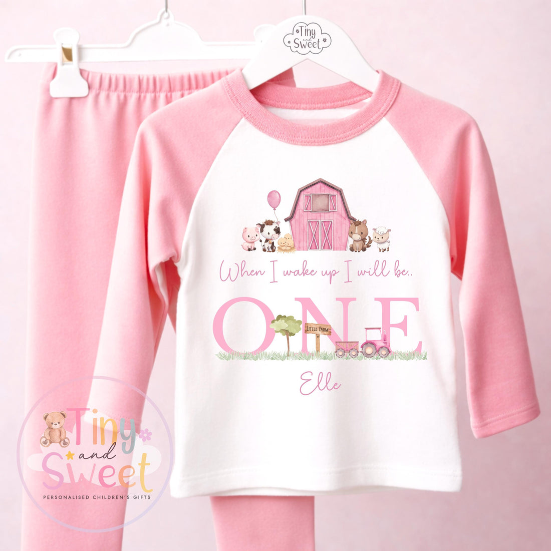 Pink Farm Birthday Set, When I Wake Up I’ll Be..., Farm Themed Birthday, Personalised Outfit for Girls