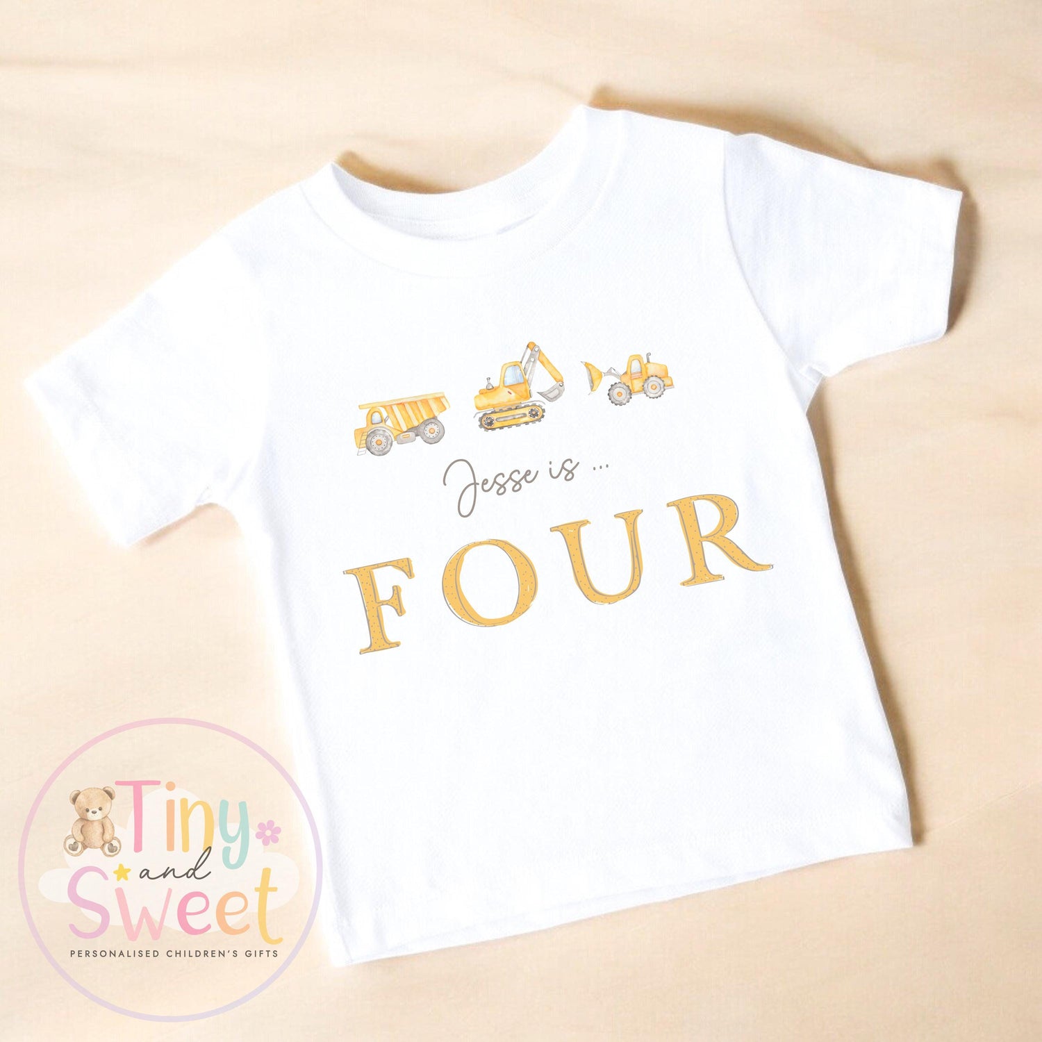 Personalised Construction Birthday Sweatshirt, Custom Digger Birthday Tee, 1st, 2nd, 3rd, 4th, Excavator