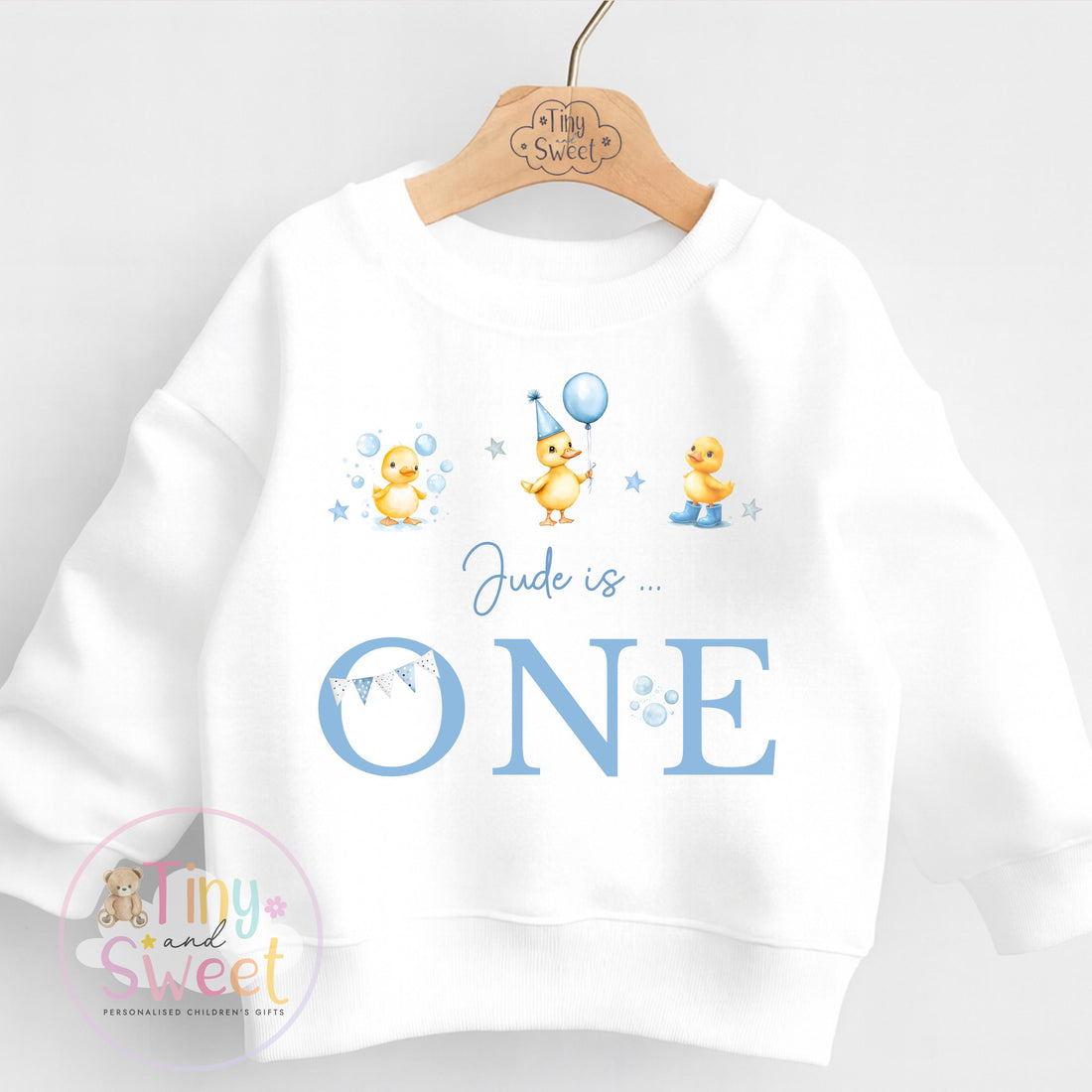 Personalised Blue Duck Birthday T Shirt, Custom Ducks Birthday Sweatshirt, 1st, 2nd, 3rd, 4th