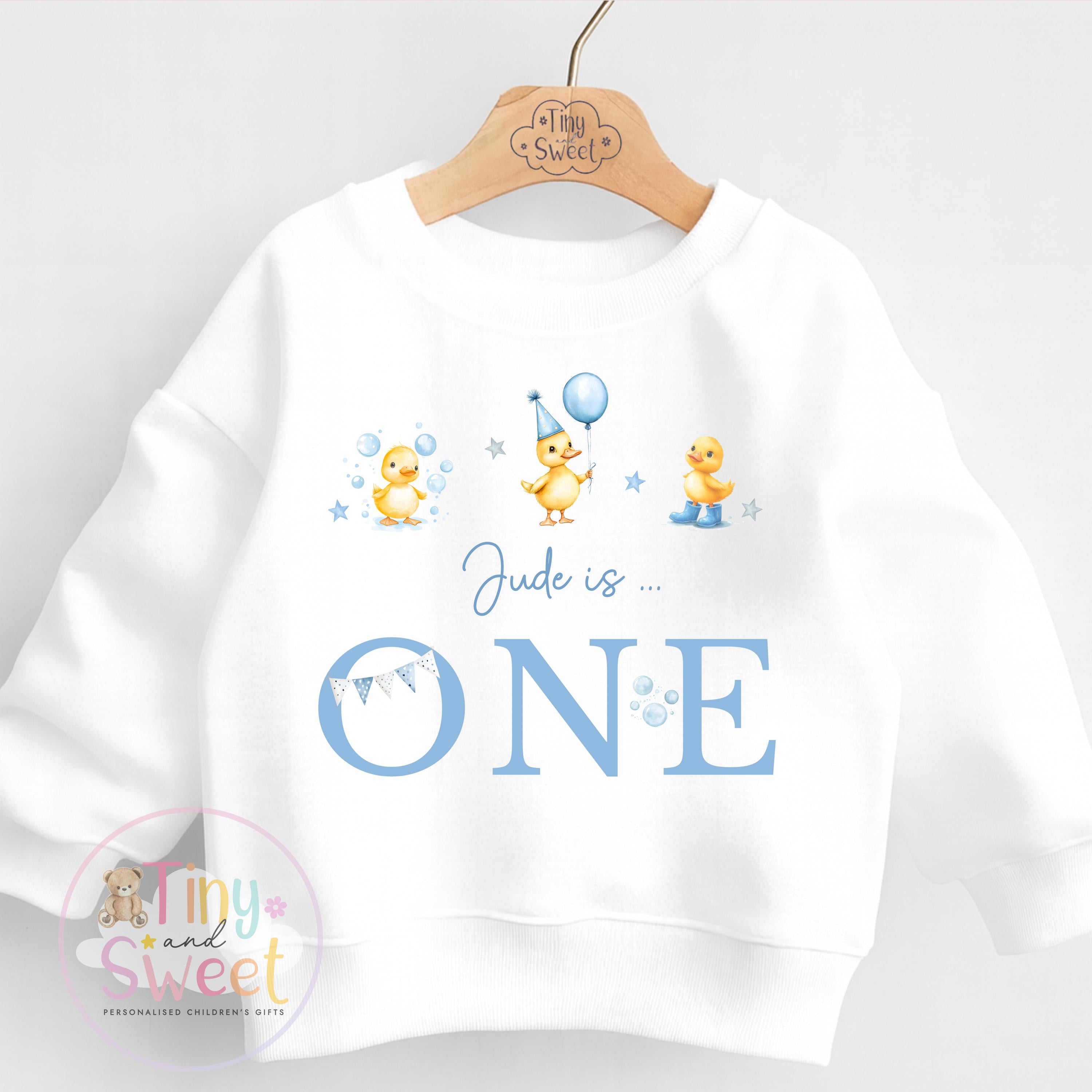 Personalised Blue Duck Birthday T Shirt, Custom Ducks Birthday Sweatshirt, 1st, 2nd, 3rd, 4th