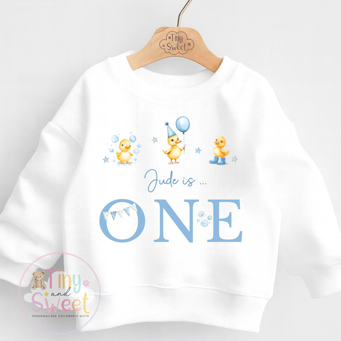 Personalised Blue Duck Birthday Sweatshirt, Custom Ducks Birthday Tee, 1st, 2nd, 3rd, 4th