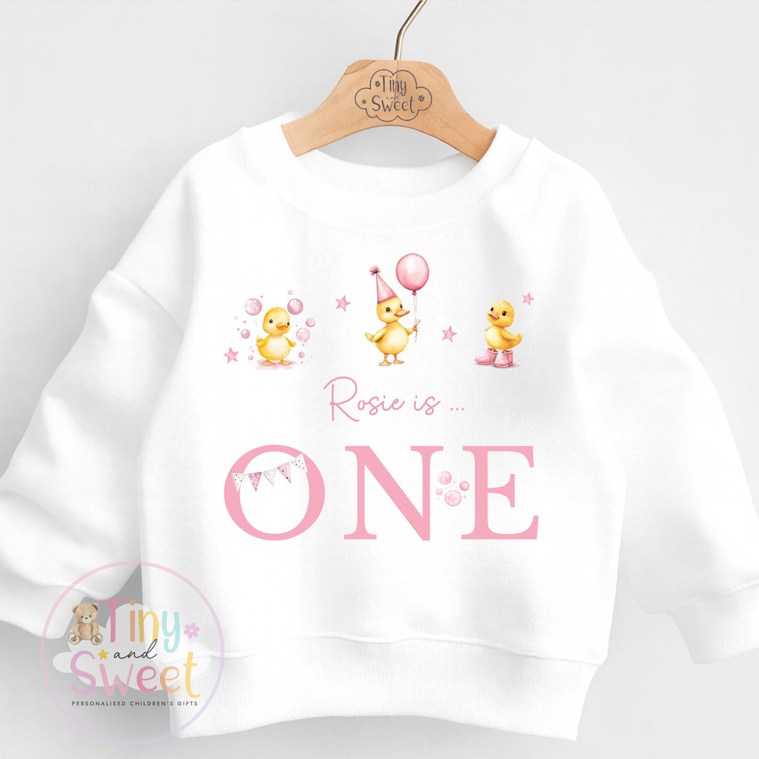 Personalised Pink Duck Birthday T Shirt, Custom Ducks Birthday Sweatshirt, 1st, 2nd, 3rd, 4th