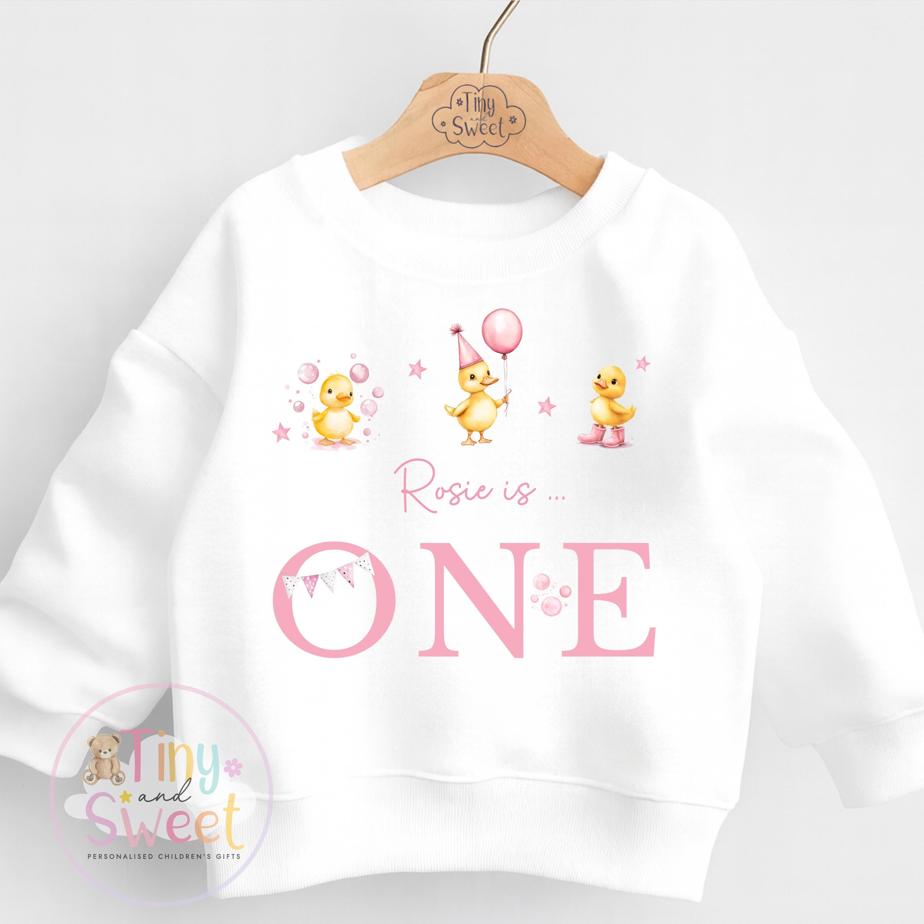 Personalised Pink Duck Birthday T Shirt, Custom Ducks Birthday Sweatshirt, 1st, 2nd, 3rd, 4th