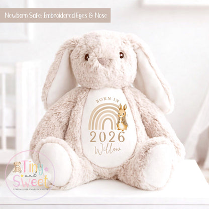 Personalised New Baby soft Toy, New Birth Gift, New baby gift, Newborn Gift, Baby Keepsake, Baby shower gift, Birth stats, Teddy, Bunny