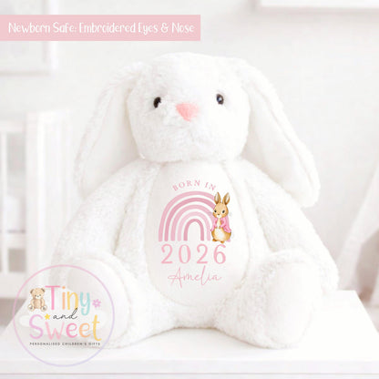 Personalised New Baby soft Toy, New Birth Gift, New baby gift, Newborn Gift, Baby Keepsake, Baby shower gift, Birth stats, Teddy, Bunny