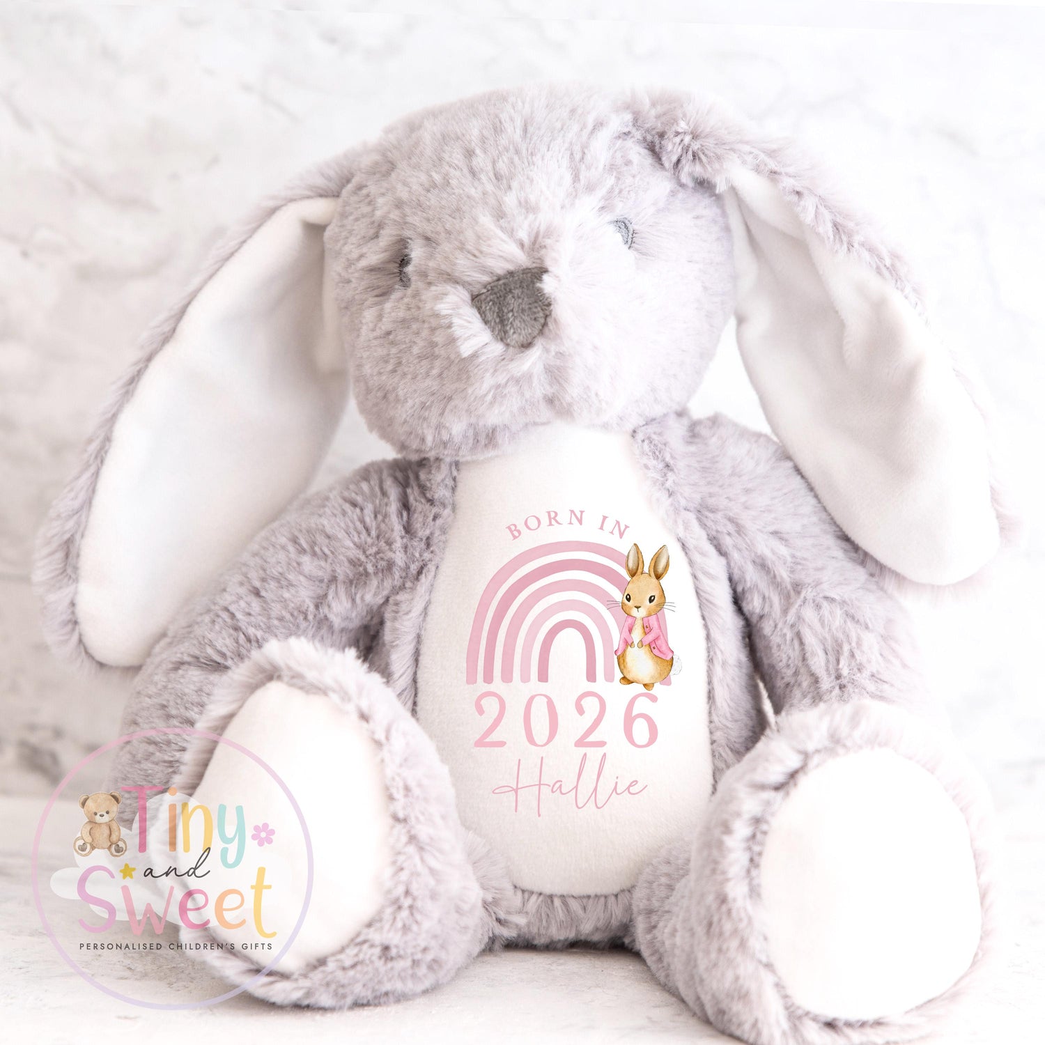 Personalised New Baby soft Toy, New Birth Gift, New baby gift, Newborn Gift, Baby Keepsake, Baby shower gift, Birth stats, Teddy, Bunny