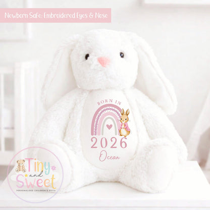 Personalised New Baby soft Toy, New Birth Gift, New baby gift, Newborn Gift, Baby Keepsake, Baby shower gift, Birth stats, Teddy, Bunny