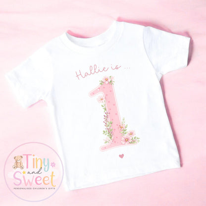 Personalised Flower Princess Birthday T Shirt Sweatshirt, Custom Wild Flower Birthday Tee, 1st, 2nd, 3rd, 4th, Flowers Theme