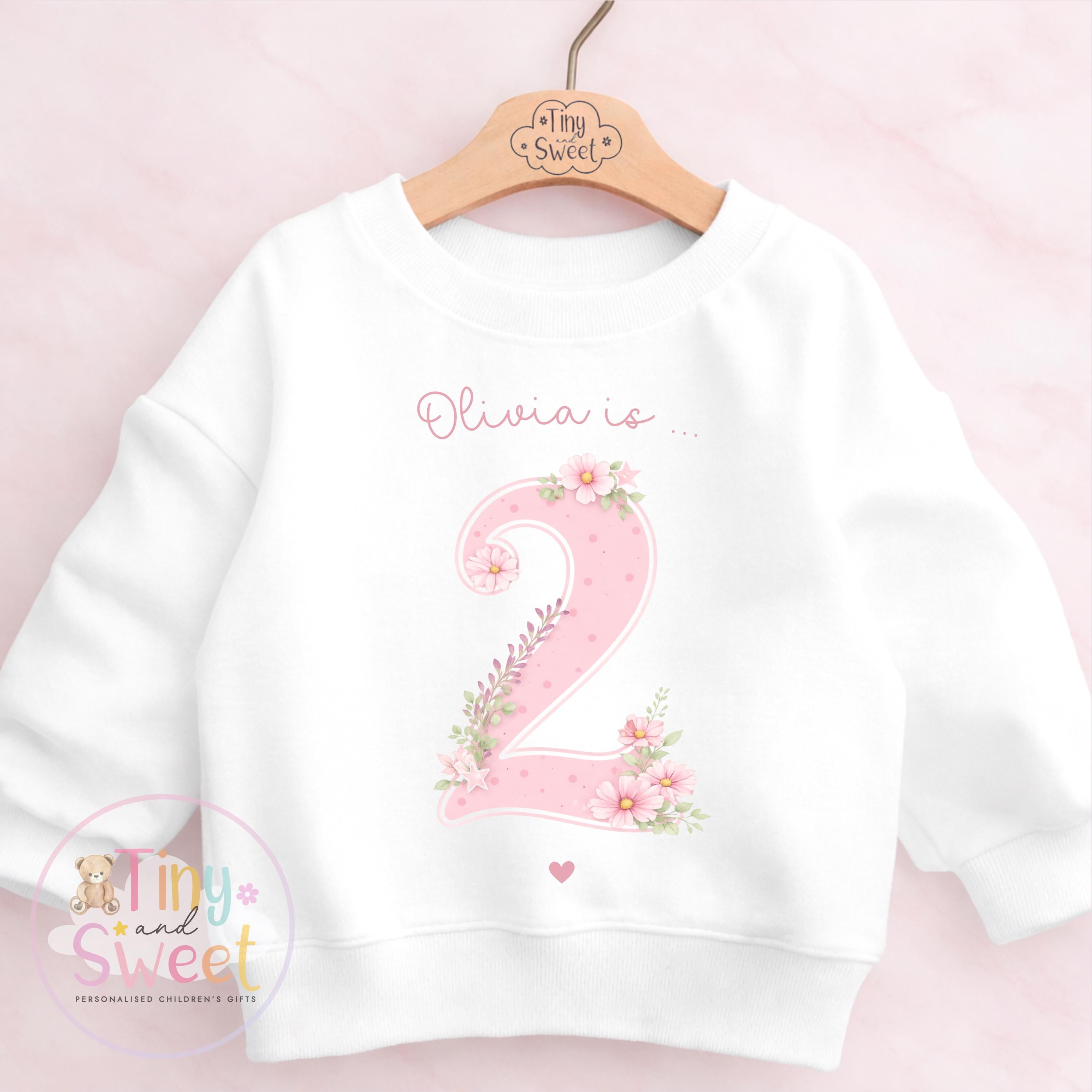 Personalised Flower Princess Birthday Sweatshirt T Shirt, Custom Wild Flower Birthday Tee, 1st, 2nd, 3rd, 4th, Flowers Theme