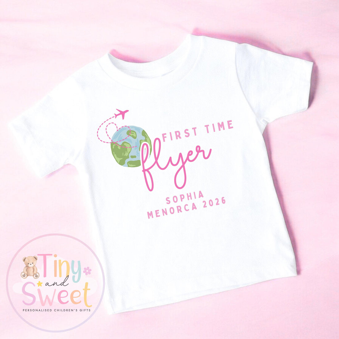 First Time Flyer T-Shirt, Personalised Baby Travel Outfit, Baby’s First Holiday Shirt, Cute Summer Travel Outfit, My First Plane Design