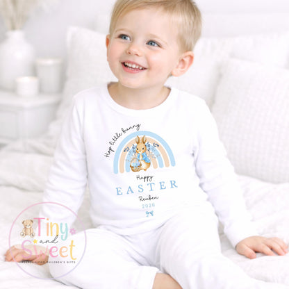 Personalised Easter Pyjamas, Bunny Pjs, Childrens Spring Sleepwear, Easter Basket Gift, When i wake up it will be Easter