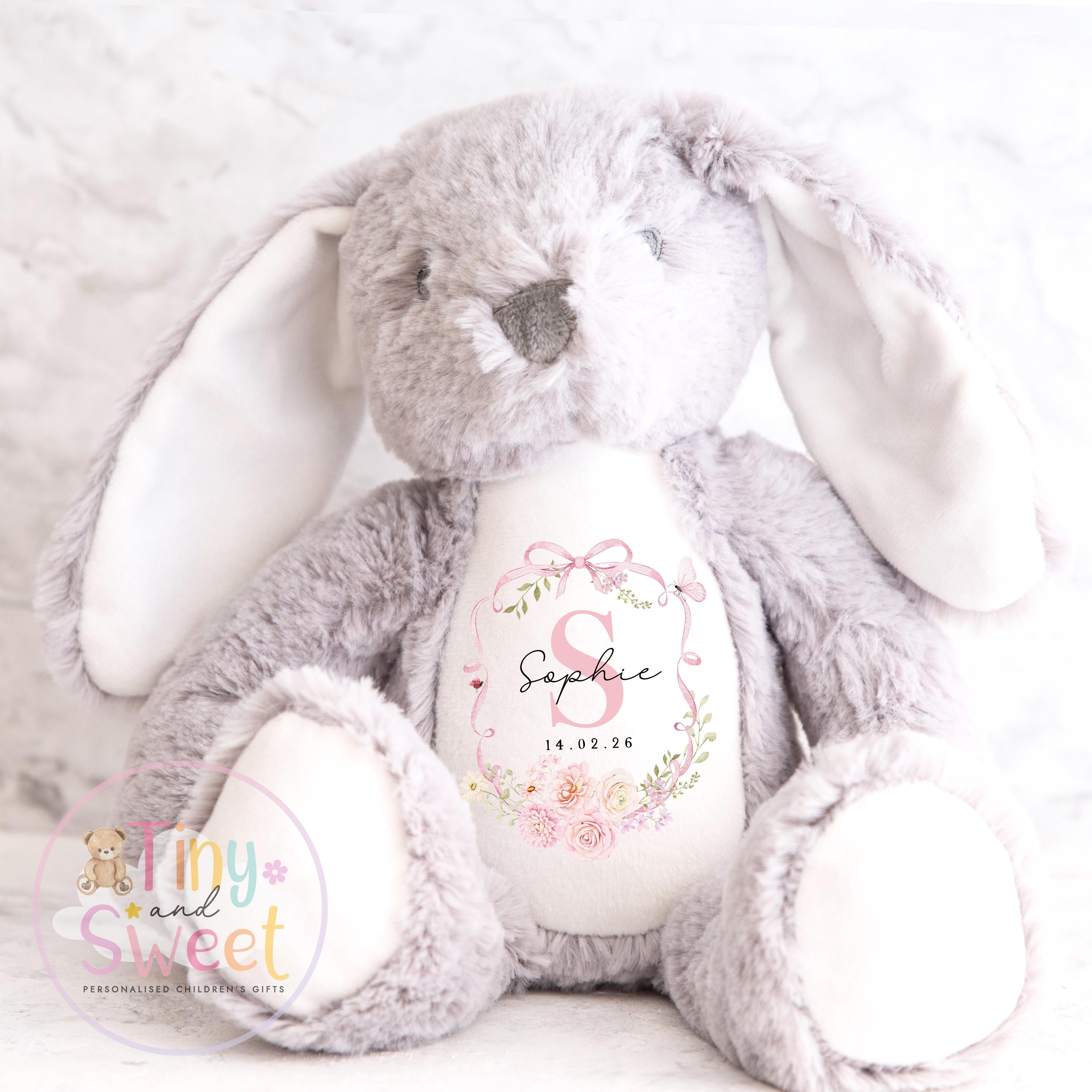 Personalised New Baby soft Toy, New Birth Gift, New baby gift, Newborn Gift, Baby Keepsake, Baby shower gift, Birth stats, Teddy, Bunny