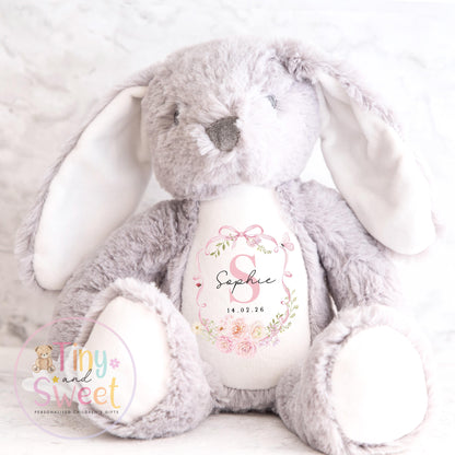Personalised New Baby soft Toy, New Birth Gift, New baby gift, Newborn Gift, Baby Keepsake, Baby shower gift, Birth stats, Teddy, Bunny